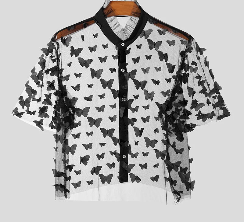 Kinky Männer Cropped Short Sleeved Blouse S-5XL Festival Outfits | Techno Shirts | Rave Clothing