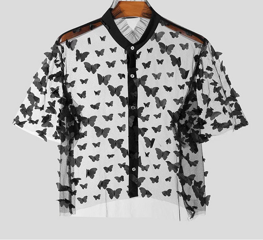 Kinky Männer Cropped Short Sleeved Blouse S-5XL Festival Outfits | Techno Shirts | Rave Clothing