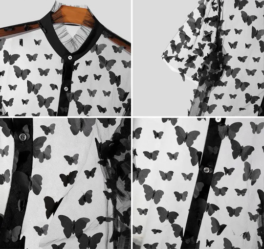 Kinky Männer Cropped Short Sleeved Blouse S-5XL Festival Outfits | Techno Shirts | Rave Clothing