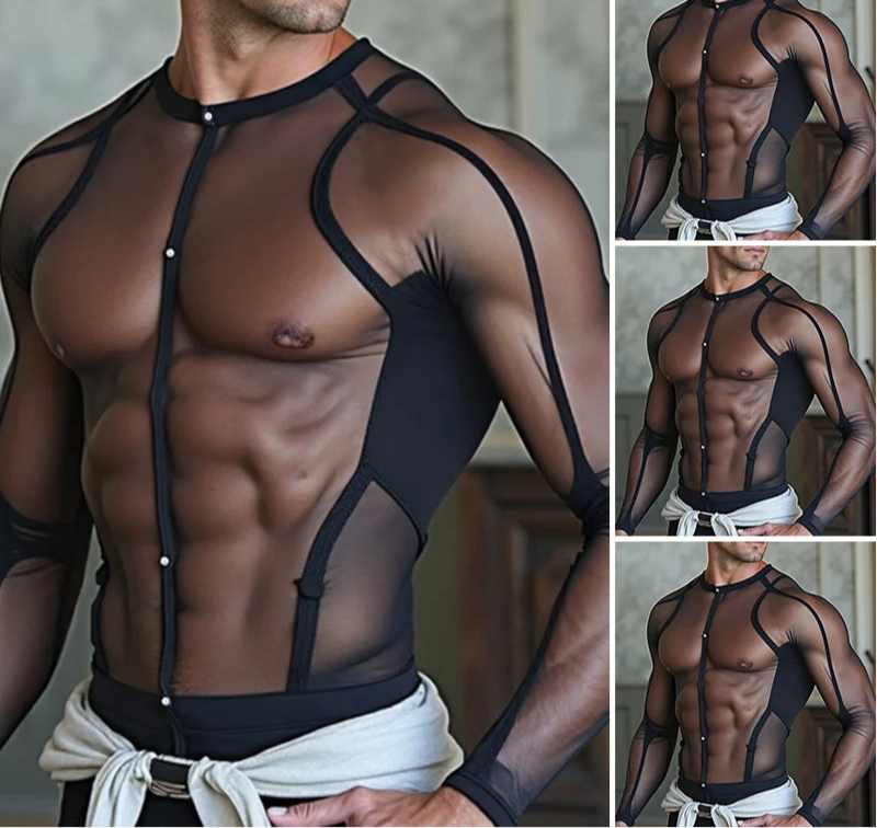 Kinky Männer Shirt transparent | Techno Rave Festival Outfit