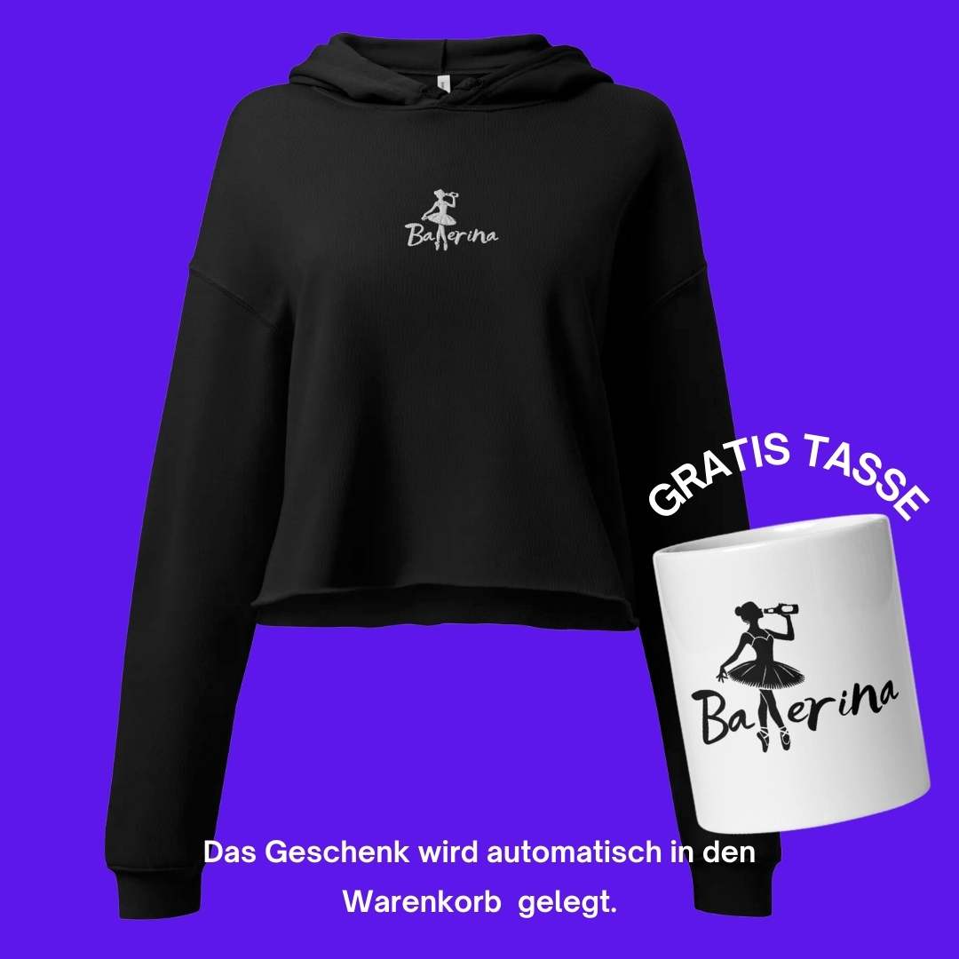 "Ballerina" Cropped Hoodie mit gesticktem Design + Gratis Tasse FESTIVAL OUTFITS & STREETWEAR