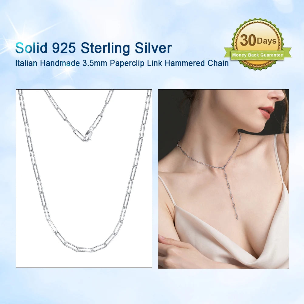 ORSA JEWELS 14K vergoldete echte 925er Sterlingsilber-Büroklammer-Halskette, 6/9,3/12 mm Gliederkette für Damen und Herren, Schmuck SC39 Festival Outfits | Techno Shirts | Rave Clothing