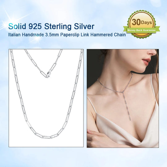 ORSA JEWELS 14K vergoldete echte 925er Sterlingsilber-Büroklammer-Halskette, 6/9,3/12 mm Gliederkette für Damen und Herren, Schmuck SC39 Festival Outfits | Techno Shirts | Rave Clothing