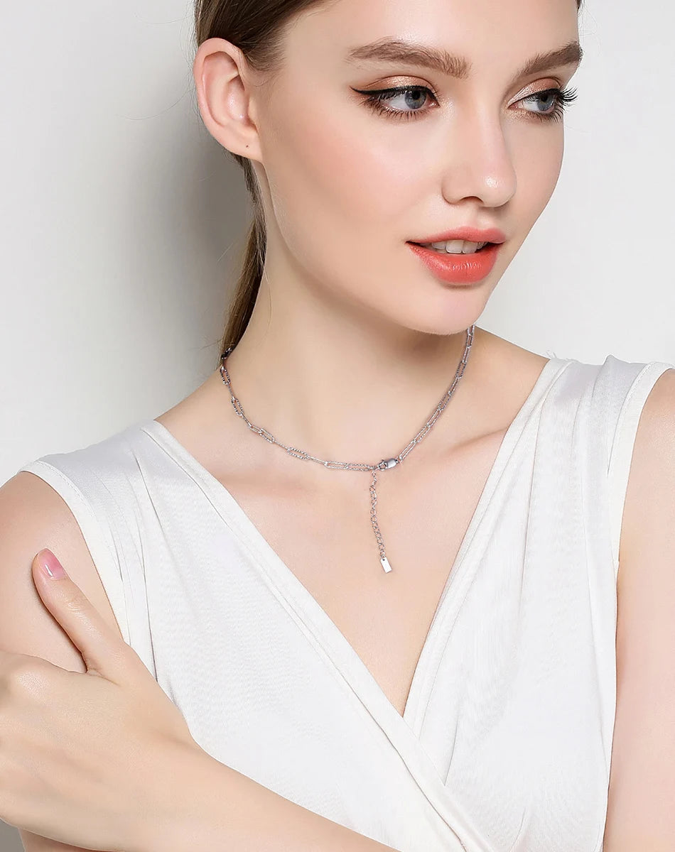 ORSA JEWELS 14K vergoldete echte 925er Sterlingsilber-Büroklammer-Halskette, 6/9,3/12 mm Gliederkette für Damen und Herren, Schmuck SC39 Festival Outfits | Techno Shirts | Rave Clothing