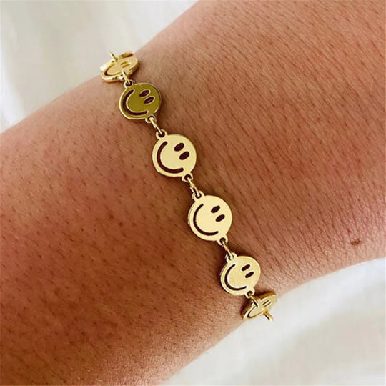 1PC Mehrere Lächeln Gesicht Armbänder Für Frauen Punk Einfache Einstellbare Runde Lächeln Armband Kette Schmuck Geschenke B51 Festival Outfits | Techno Shirts | Rave Clothing