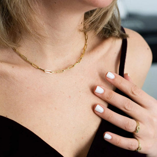 ORSA JEWELS 14K vergoldete echte 925er Sterlingsilber-Büroklammer-Halskette, 6/9,3/12 mm Gliederkette für Damen und Herren, Schmuck SC39 Festival Outfits | Techno Shirts | Rave Clothing