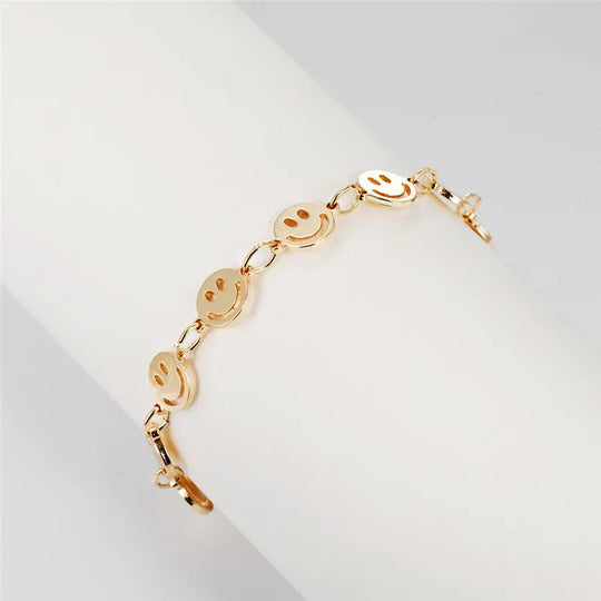 1PC Mehrere Lächeln Gesicht Armbänder Für Frauen Punk Einfache Einstellbare Runde Lächeln Armband Kette Schmuck Geschenke B51 Festival Outfits | Techno Shirts | Rave Clothing