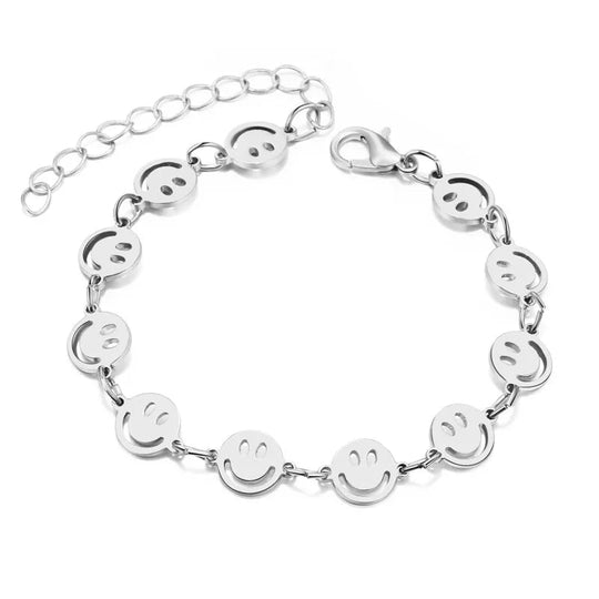 1PC Mehrere Lächeln Gesicht Armbänder Für Frauen Punk Einfache Einstellbare Runde Lächeln Armband Kette Schmuck Geschenke B51 Festival Outfits | Techno Shirts | Rave Clothing