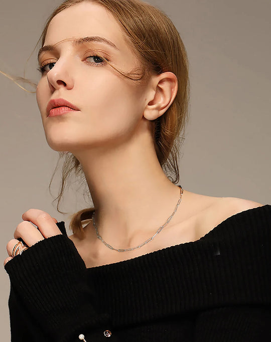 ORSA JEWELS 14K vergoldete echte 925er Sterlingsilber-Büroklammer-Halskette, 6/9,3/12 mm Gliederkette für Damen und Herren, Schmuck SC39 Festival Outfits | Techno Shirts | Rave Clothing