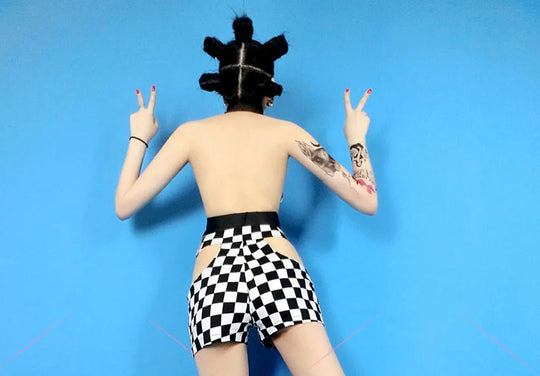 DS Kostüm Sängerin Dj Bar Nachtclub Rave Outfit Jazz Dance Kleidung Gitter Bh Shorts Frauen Pole Dance Tragen DNV13135 Festival Outfits | Techno Shirts | Rave Clothing