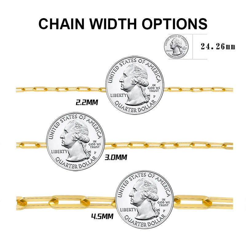 ORSA JEWELS 14K vergoldete echte 925er Sterlingsilber-Büroklammer-Halskette, 6/9,3/12 mm Gliederkette für Damen und Herren, Schmuck SC39 Festival Outfits | Techno Shirts | Rave Clothing