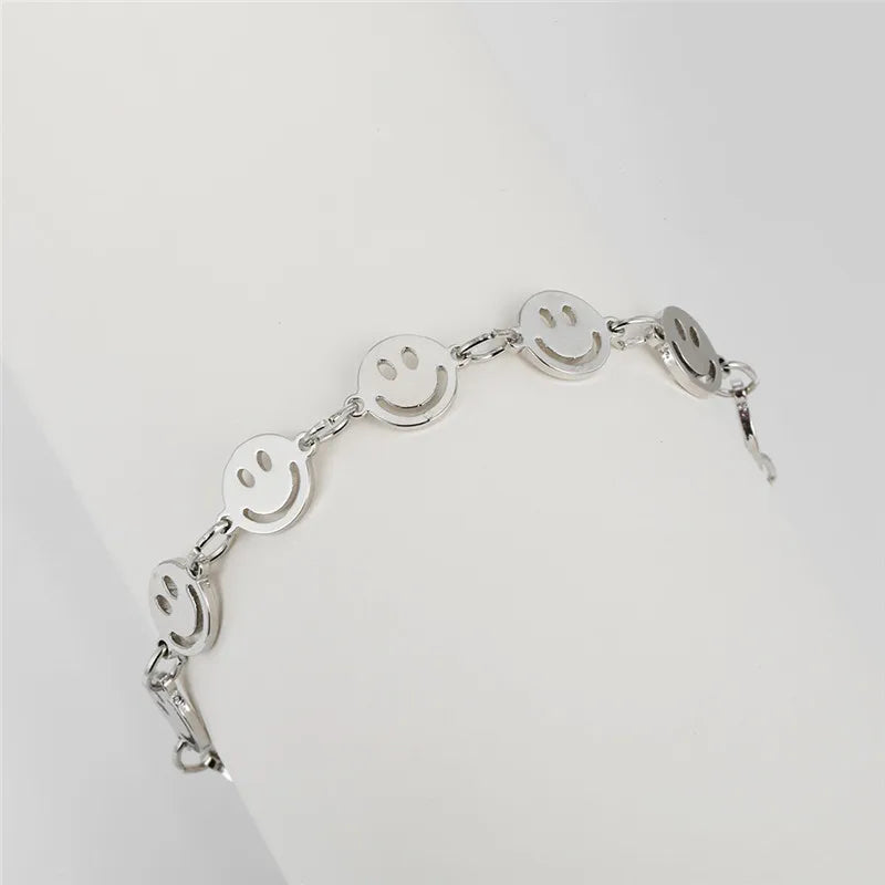 1PC Mehrere Lächeln Gesicht Armbänder Für Frauen Punk Einfache Einstellbare Runde Lächeln Armband Kette Schmuck Geschenke B51 Festival Outfits | Techno Shirts | Rave Clothing