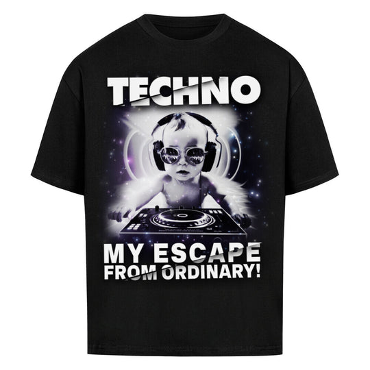 Rave Shirt-schwarz-Techno my escape from ordinary-tshirt
