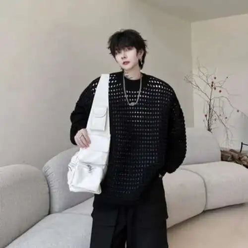 Gestrickter Pullover 2025, Baggy | Hohe Qualität Männer Festival Outfits | Techno Shirts | Rave Clothing