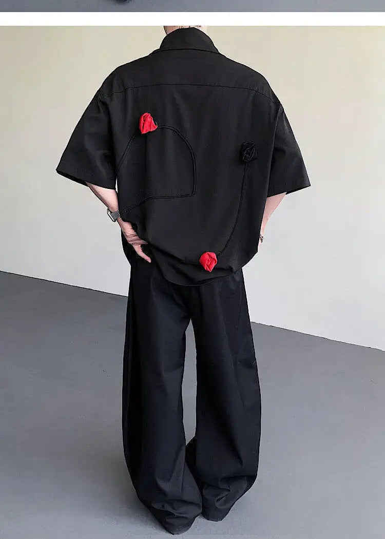 LUZHEN Original Dreidimensionale Patchwork Design Elegante Kurzarm Tops Männer der 2025 Sommer Trendy Lose Beiläufige Tops JY1625 Festival Outfits | Techno Shirts | Rave Clothing