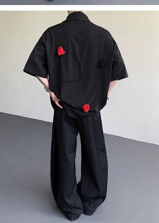 LUZHEN Original Dreidimensionale Patchwork Design Elegante Kurzarm Tops Männer der 2025 Sommer Trendy Lose Beiläufige Tops JY1625 Festival Outfits | Techno Shirts | Rave Clothing