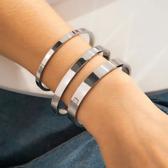 ANENJERY 316L Edelstahl Glatte Intarsien Zirkon Herz Armband für Frauen Männer Einfache Mode Temperament Schmuck Geschenke Täglich Festival Outfits | Techno Shirts | Rave Clothing