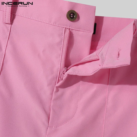 INCERUN 2024 Amerikanischen Stil Hosen Herren Mode Gefälschte Zwei-stück Krawatte Gefärbt Hosen Casual Clubwear Männliche Persönlichkeit Pantalons s-5XL Festival Outfits | Techno Shirts | Rave Clothing