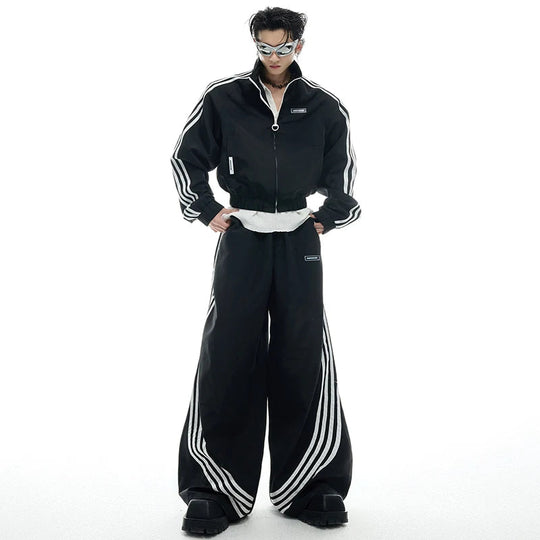 Ausgefallenes Rave Outfit | coole breite Techno Hose in schwarz  