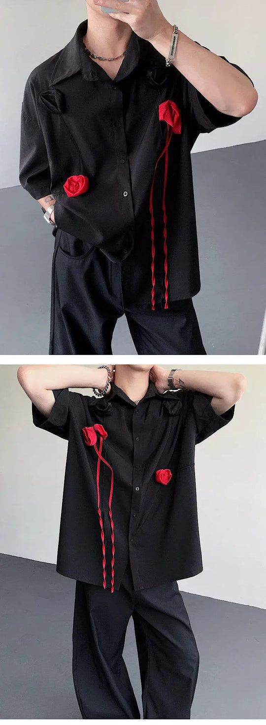 LUZHEN Original Dreidimensionale Patchwork Design Elegante Kurzarm Tops Männer der 2025 Sommer Trendy Lose Beiläufige Tops JY1625 Festival Outfits | Techno Shirts | Rave Clothing