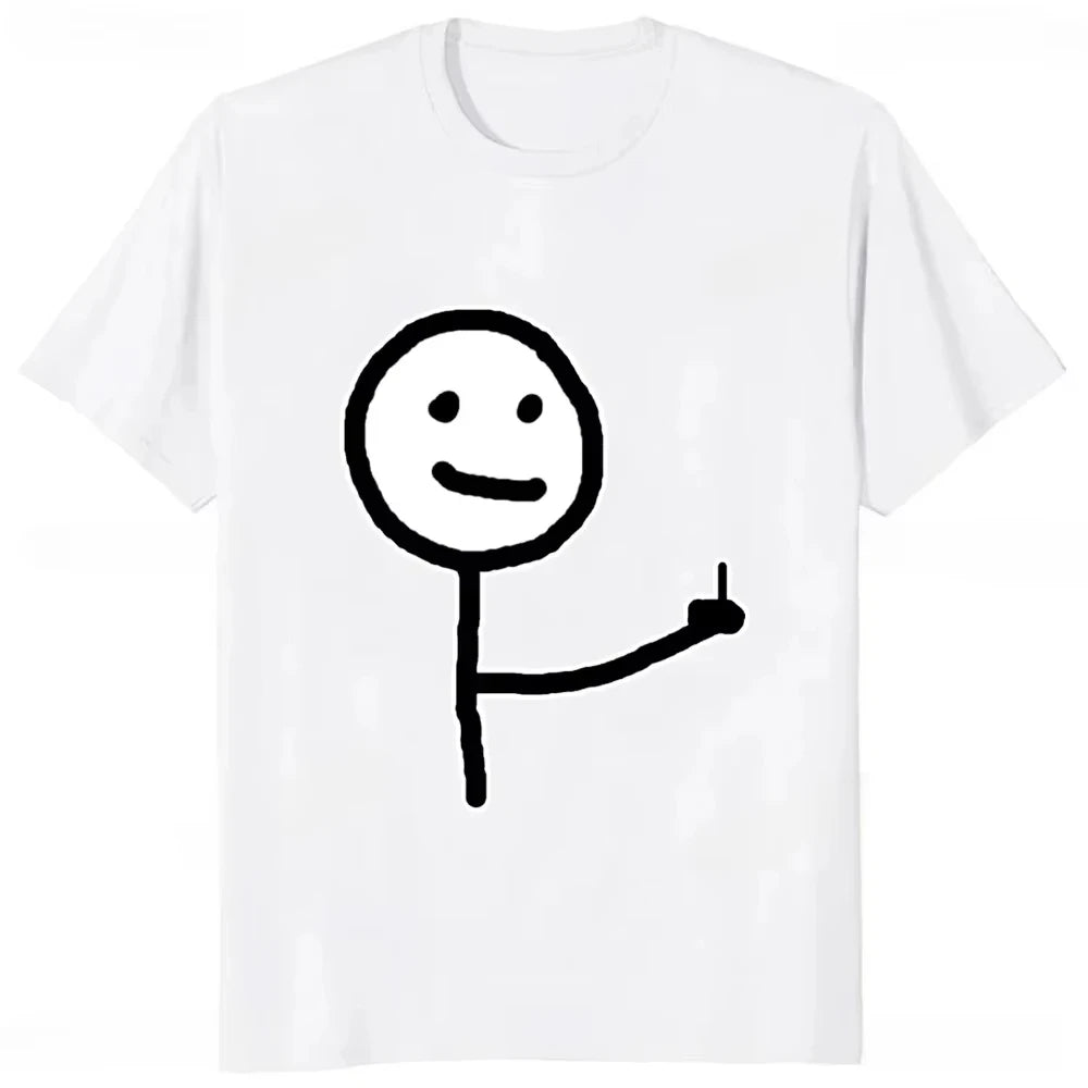 Mittelfinger Lustiges Frenzy Print Damen T-Shirt Lose Lässige Mode Harajuku Hip Hop Straße Niedlich Trendiger Stil Bequemes Top Festival Outfits | Techno Shirts | Rave Clothing