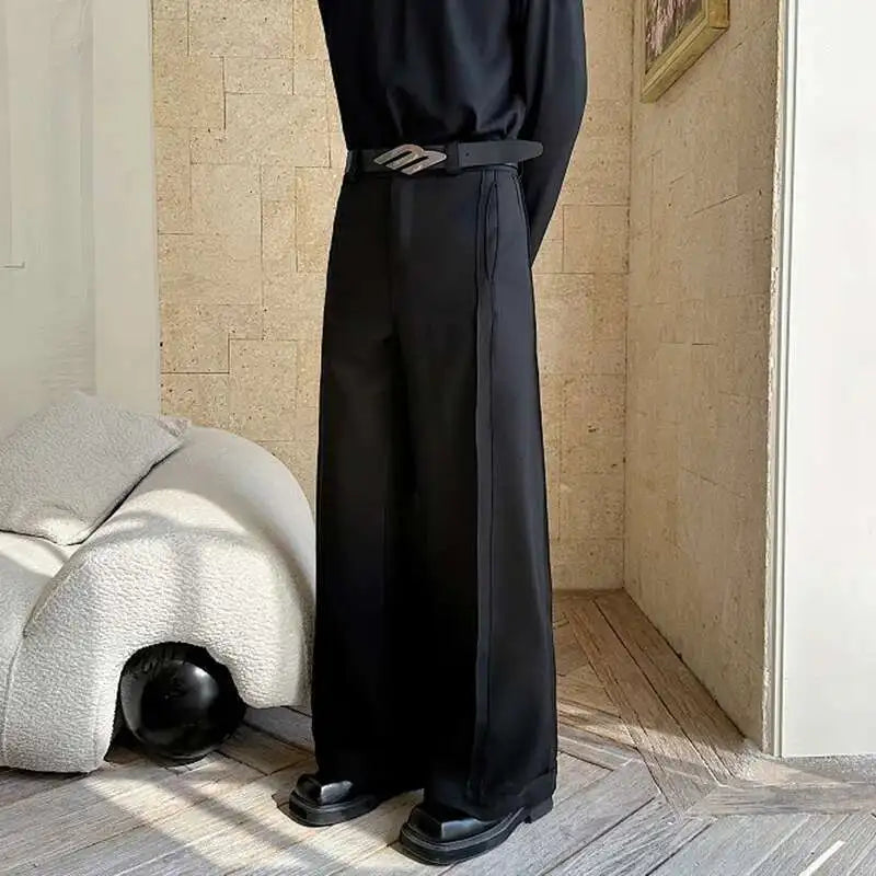 LUZHEN 2025 Frühjahr Neue Koreanische Einfarbig Casual Anzug Hosen Männer Mode Lose Dreidimensionale Spleißen Design Hosen LZ9369 Festival Outfits | Techno Shirts | Rave Clothing