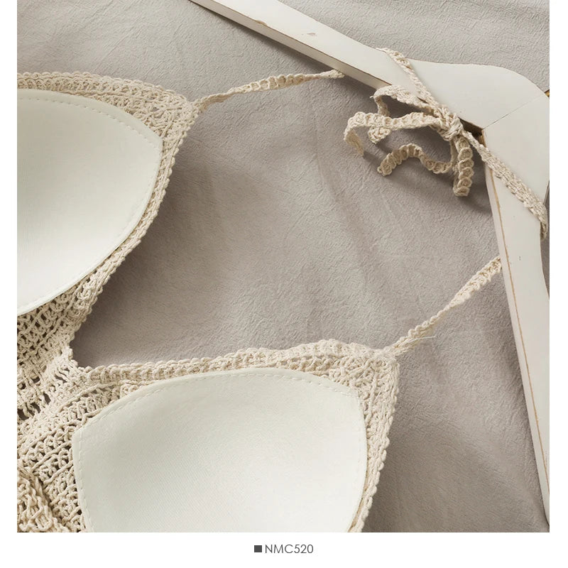 2025Crop Tops Retro Wild Hohl Perspektive Quaste Sexy Spaghetti Strap Tank Top Frauen Gebaut In Bh Neue Zurück Spitze Neckholder Festival Outfits | Techno Shirts | Rave Clothing