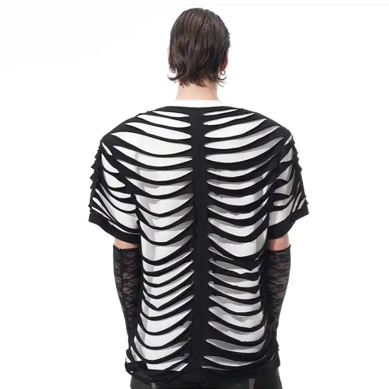 LUZHEN 2025 Sommer Neue Original Personalisierte Aushöhlen Patchwork Design Gefälschte Zwei Stück T-shirts männer High Street Tops JY1125 Festival Outfits | Techno Shirts | Rave Clothing