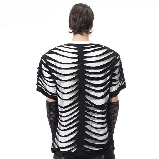 LUZHEN 2025 Sommer Neue Original Personalisierte Aushöhlen Patchwork Design Gefälschte Zwei Stück T-shirts männer High Street Tops JY1125 Festival Outfits | Techno Shirts | Rave Clothing