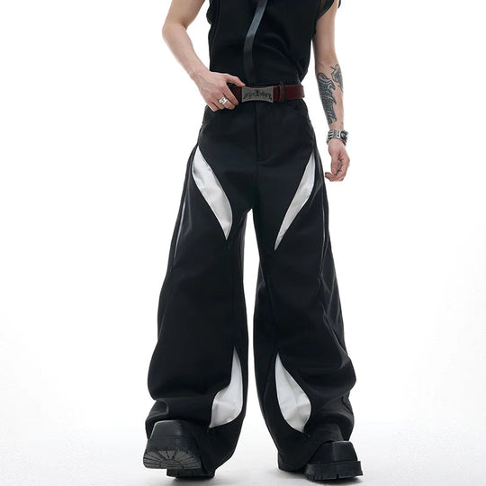 LUZHEN Personalisierte Original Streetwear Trendy Aushöhlen Patchwork Design Lose Breite Bein Casual Hosen Männer 2025, Hosen JY1701 Festival Outfits | Techno Shirts | Rave Clothing