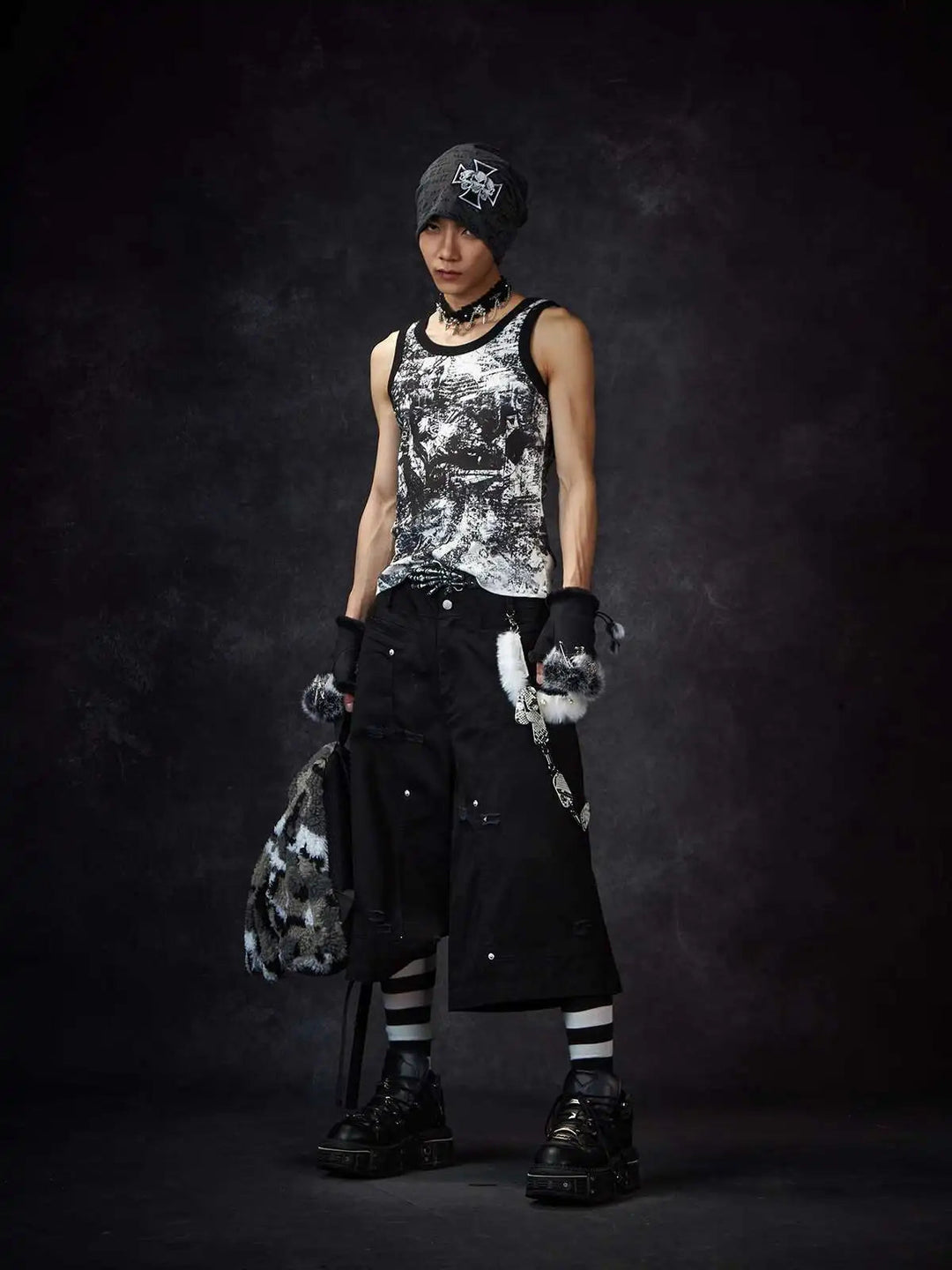 LUZHEN Streifen Patchwork Einfarbig Geerntete Hosen Männer 2025, Neue Lose Gerade Straße Casual Shorts Hosen Männliche Kleidung JY1609 Festival Outfits | Techno Shirts | Rave Clothing