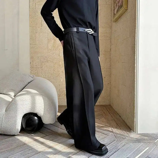 LUZHEN 2025 Frühjahr Neue Koreanische Einfarbig Casual Anzug Hosen Männer Mode Lose Dreidimensionale Spleißen Design Hosen LZ9369 Festival Outfits | Techno Shirts | Rave Clothing