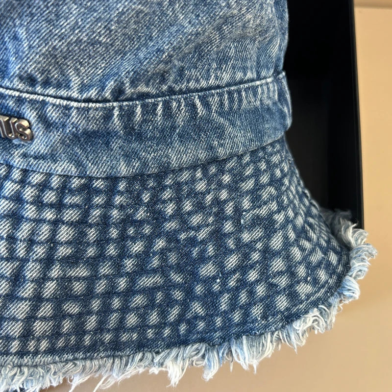 Neue braune Leopardenmuster Designer Cowboy Eimer Hüte mit Schnur Frauen Denim Strand Sonnenhut Outdoor Panama Sommer Fischer Kappe Festival Outfits | Techno Shirts | Rave Clothing