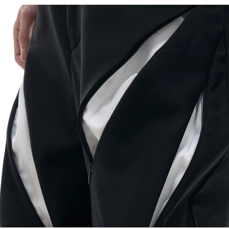 LUZHEN Personalisierte Original Streetwear Trendy Aushöhlen Patchwork Design Lose Breite Bein Casual Hosen Männer 2025, Hosen JY1701 Festival Outfits | Techno Shirts | Rave Clothing