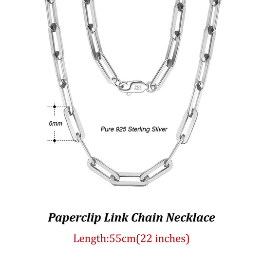 ORSA JEWELS 14K vergoldete echte 925er Sterlingsilber-Büroklammer-Halskette, 6/9,3/12 mm Gliederkette für Damen und Herren, Schmuck SC39 Festival Outfits | Techno Shirts | Rave Clothing