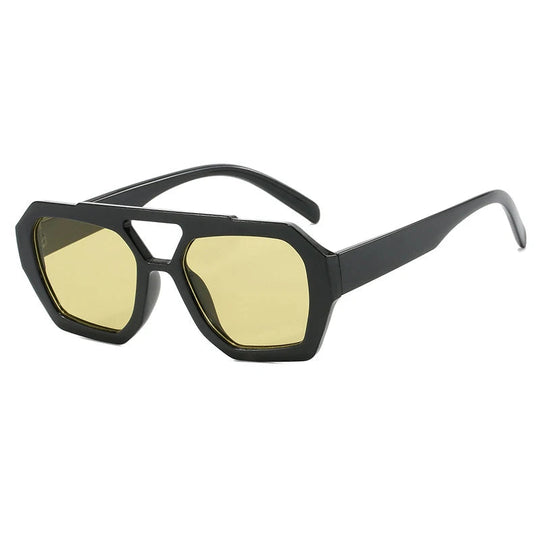 Vintage Quadratische Sonnenbrille für Frauen Männer Dicker Rahmen Doppelte Brücken Brillen Weibliche Mode Chic Polygon Sonnenbrille Leopard Blau Festival Outfits | Techno Shirts | Rave Clothing
