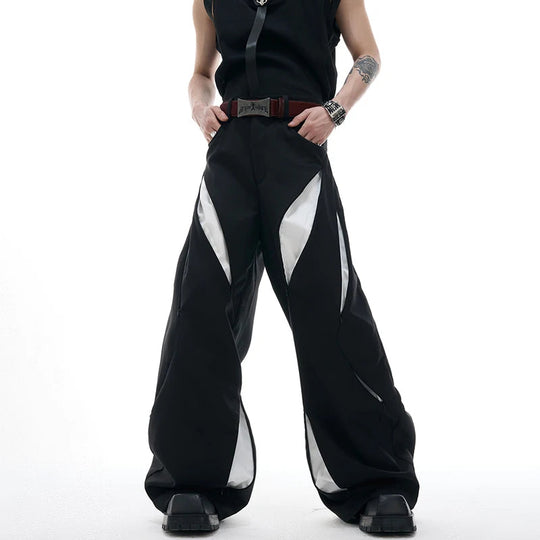 LUZHEN Personalisierte Original Streetwear Trendy Aushöhlen Patchwork Design Lose Breite Bein Casual Hosen Männer 2025, Hosen JY1701 Festival Outfits | Techno Shirts | Rave Clothing