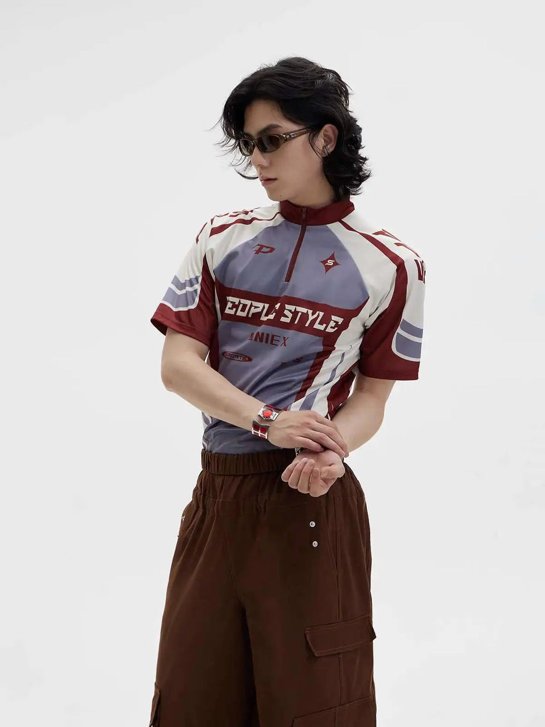 LUZHEN Original Hohe Qualität Schnell Trocknend Kurzarm T-shirts Männer 2025, Sommer Brief Farbe Kontrast Gedruckt Casual Tops JY1591 Festival Outfits | Techno Shirts | Rave Clothing