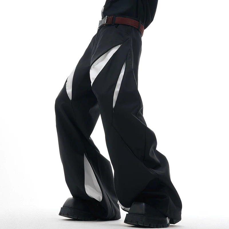 LUZHEN Personalisierte Original Streetwear Trendy Aushöhlen Patchwork Design Lose Breite Bein Casual Hosen Männer 2025, Hosen JY1701 Festival Outfits | Techno Shirts | Rave Clothing