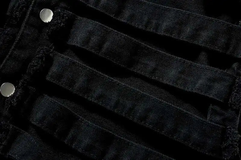 y2k Jeansweste mit Kapuze | Rave Outfit Herren Festival Outfits | Techno Shirts | Rave Clothing