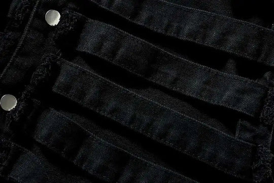 y2k Jeansweste mit Kapuze | Rave Outfit Herren Festival Outfits | Techno Shirts | Rave Clothing