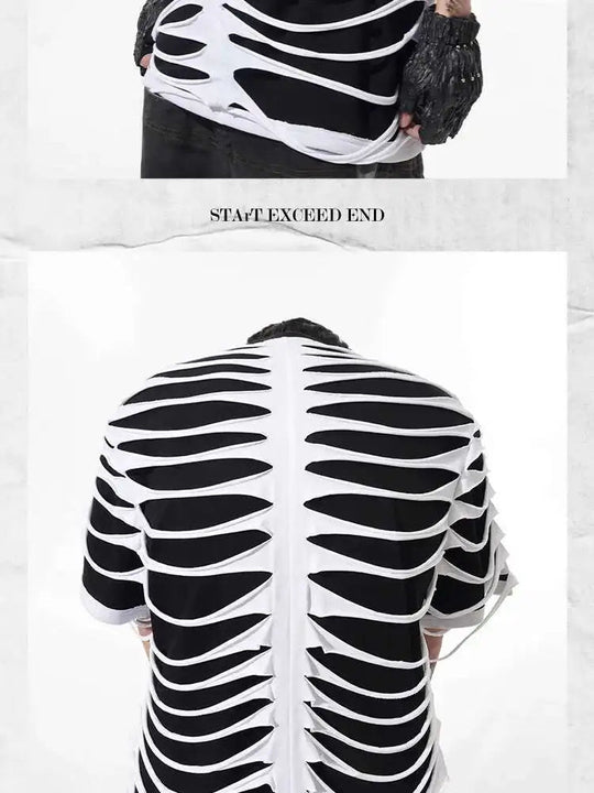 LUZHEN 2025 Sommer Neue Original Personalisierte Aushöhlen Patchwork Design Gefälschte Zwei Stück T-shirts männer High Street Tops JY1125 Festival Outfits | Techno Shirts | Rave Clothing