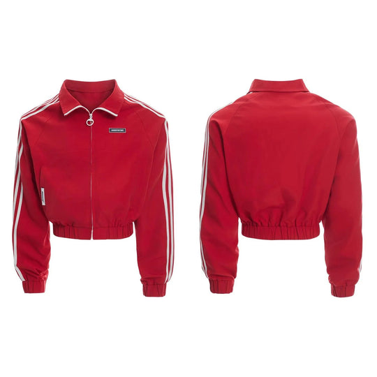 LUZHEN 2025 Neue Streifen Gedruckt Baggy Breite Bein Straße Sport Hosen Männer Stilvolle Frauen Paare Stehen Neck Casual jacke JY1403 Festival Outfits | Techno Shirts | Rave Clothing