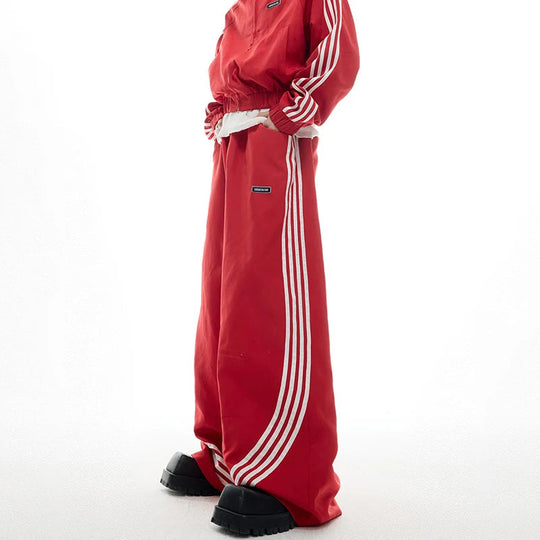 Ausgefallenes Rave Outfit | coole breite Techno baggy Hose in rot 