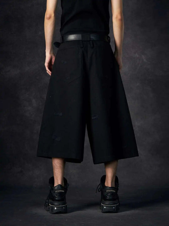 LUZHEN Streifen Patchwork Einfarbig Geerntete Hosen Männer 2025, Neue Lose Gerade Straße Casual Shorts Hosen Männliche Kleidung JY1609 Festival Outfits | Techno Shirts | Rave Clothing