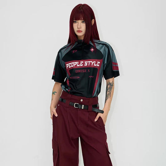 LUZHEN Original Hohe Qualität Schnell Trocknend Kurzarm T-shirts Männer 2025, Sommer Brief Farbe Kontrast Gedruckt Casual Tops JY1591 Festival Outfits | Techno Shirts | Rave Clothing