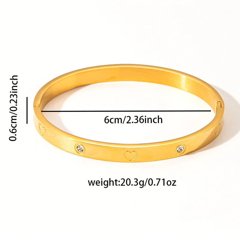 ANENJERY 316L Edelstahl Glatte Intarsien Zirkon Herz Armband für Frauen Männer Einfache Mode Temperament Schmuck Geschenke Täglich Festival Outfits | Techno Shirts | Rave Clothing