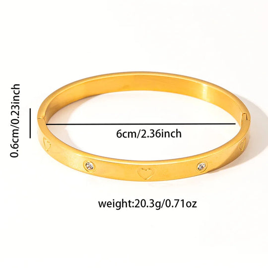 ANENJERY 316L Edelstahl Glatte Intarsien Zirkon Herz Armband für Frauen Männer Einfache Mode Temperament Schmuck Geschenke Täglich Festival Outfits | Techno Shirts | Rave Clothing