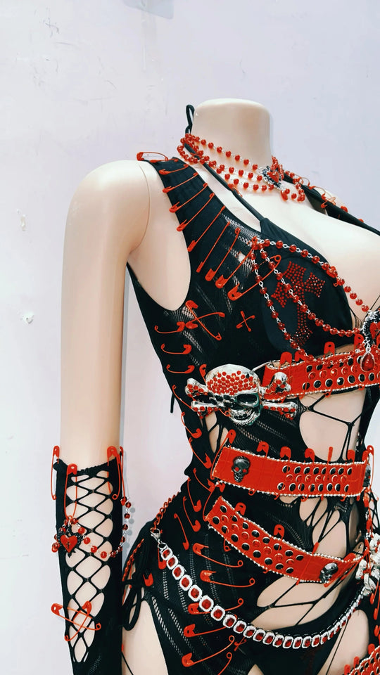 Totenkopfkleid Harajuku Kleid Y2K Kleid Sexy Kleid Einzigartiges Kleid Kreuzkleid Gothic Kleidung Y2K Kleidung Vintage Kleid Y2K Mode Festival Outfits | Techno Shirts | Rave Clothing