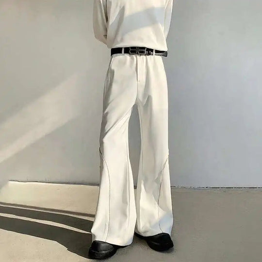 LUZHEN 2025 Frühjahr Neue Original Elegante Einfarbig Casual Hosen Herrenmode Zipper Bein Design Lose Männliche Horn Hosen LZ8361 Festival Outfits | Techno Shirts | Rave Clothing